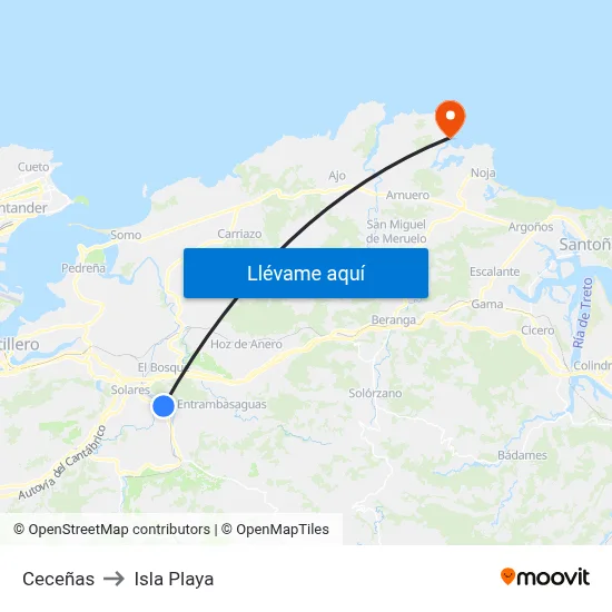 Ceceñas to Isla Playa map