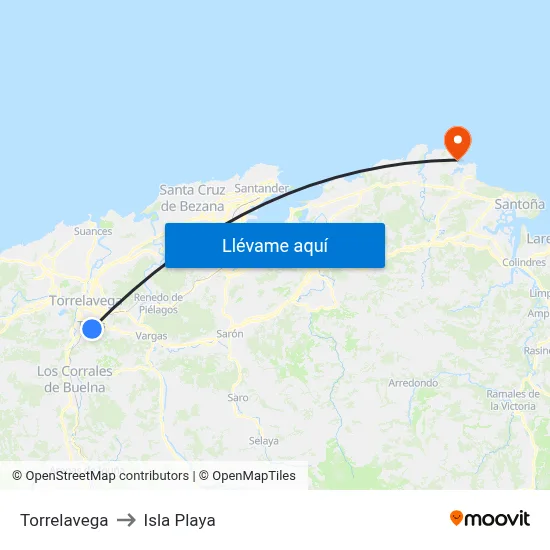 Torrelavega to Isla Playa map