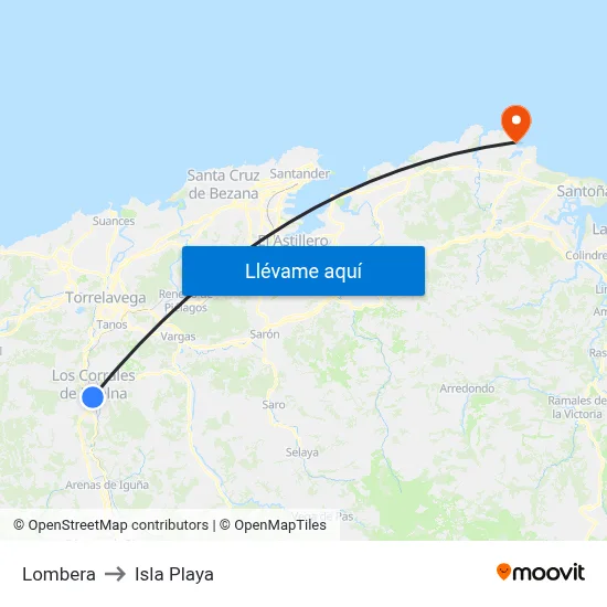 Lombera to Isla Playa map