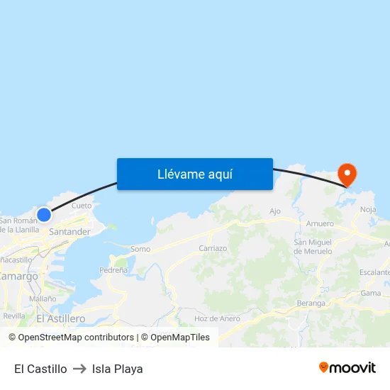 El Castillo to Isla Playa map