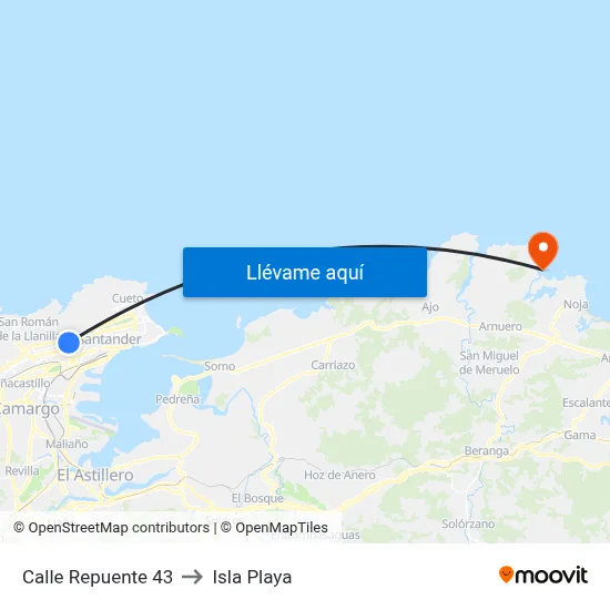 Calle Repuente 43 to Isla Playa map