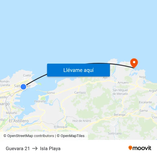 Guevara 21 to Isla Playa map