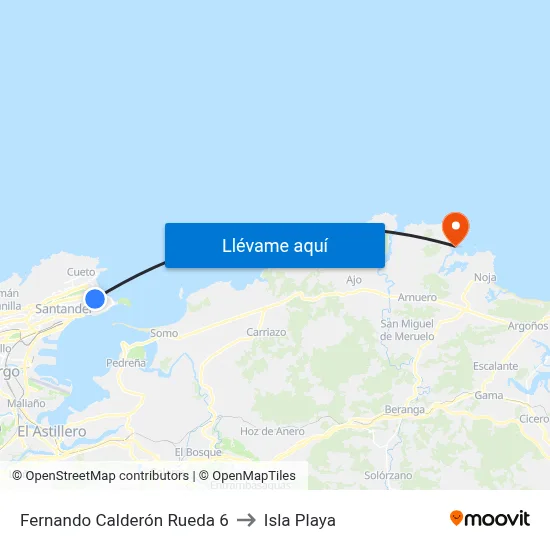 Fernando Calderón Rueda 6 to Isla Playa map