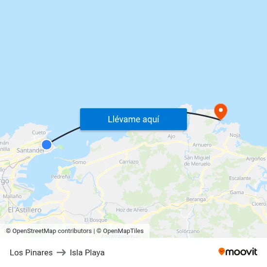 Los Pinares to Isla Playa map