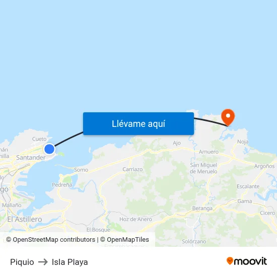 Piquio to Isla Playa map