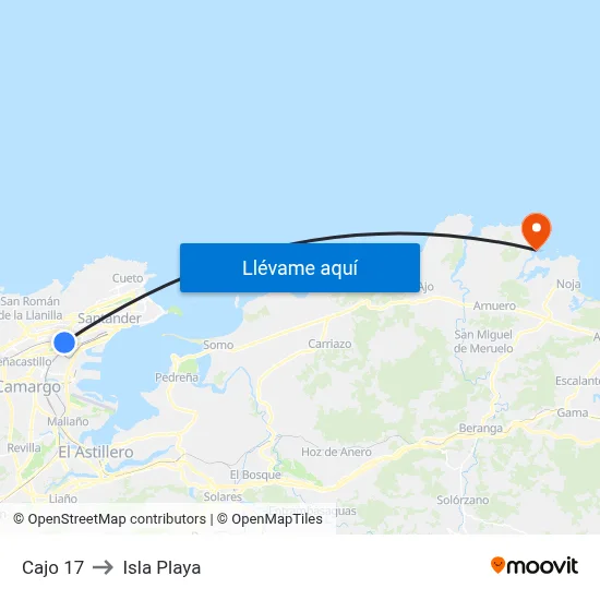 Cajo 17 to Isla Playa map