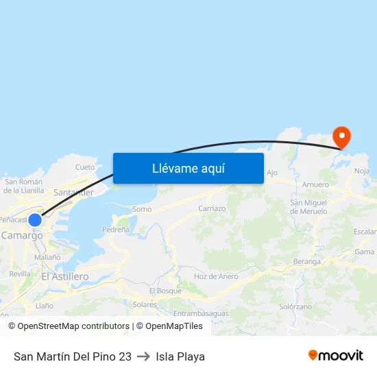 San Martín Del Pino 23 to Isla Playa map