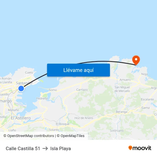 Calle Castilla 51 to Isla Playa map