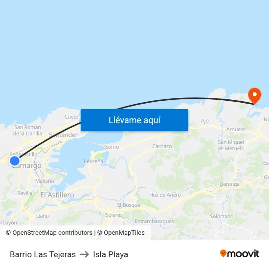 Barrio Las Tejeras to Isla Playa map