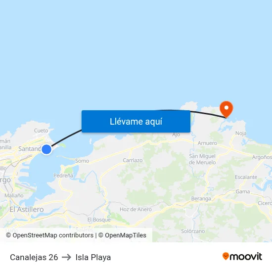 Canalejas 26 to Isla Playa map