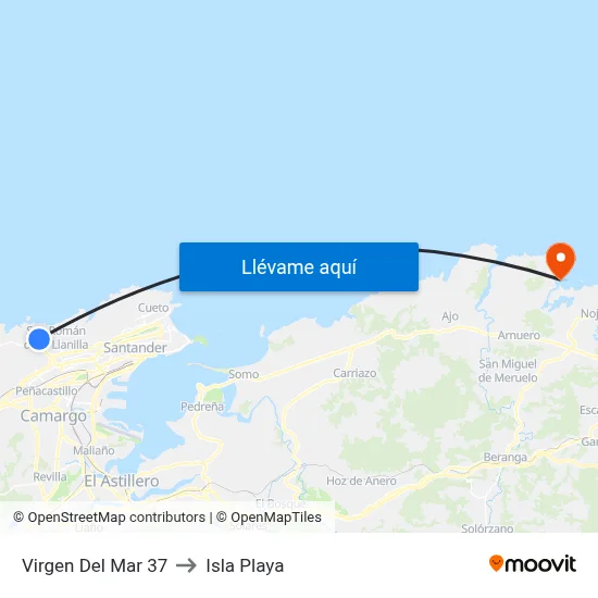 Virgen Del Mar 37 to Isla Playa map