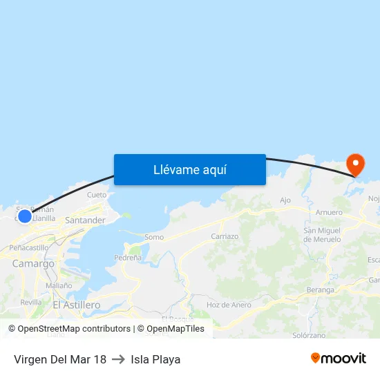 Virgen Del Mar 18 to Isla Playa map