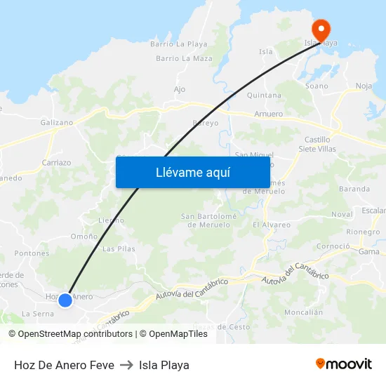 Hoz De Anero Feve to Isla Playa map