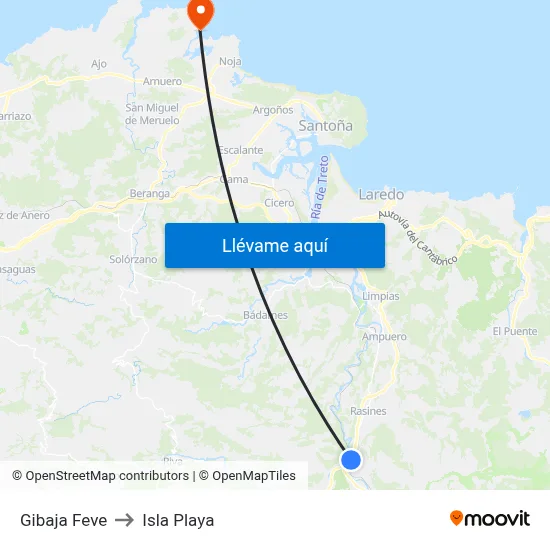 Gibaja Feve to Isla Playa map