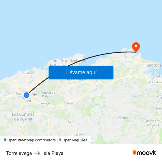 Torrelavega to Isla Playa map