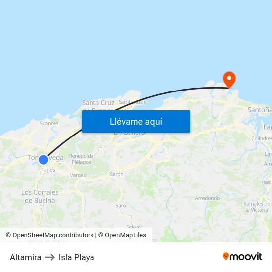 Altamira to Isla Playa map