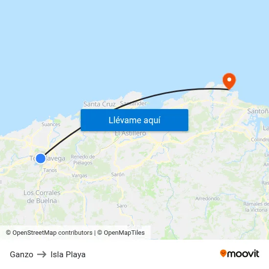 Ganzo to Isla Playa map