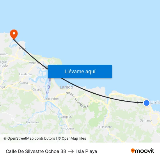 Calle De Silvestre Ochoa 38 to Isla Playa map