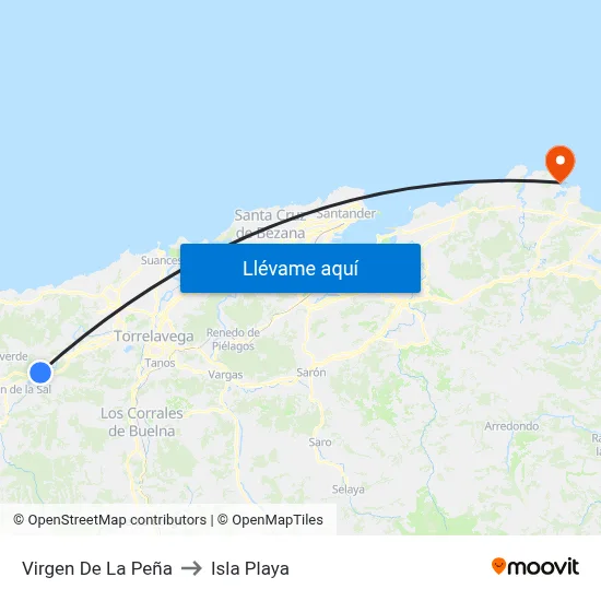 Virgen De La Peña to Isla Playa map