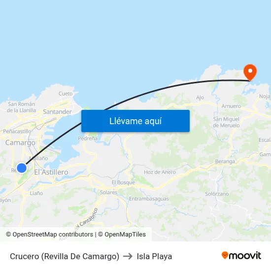 Crucero (Revilla De Camargo) to Isla Playa map