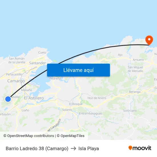 Barrio Ladredo 38 (Camargo) to Isla Playa map