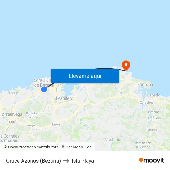 Cruce Azoños (Bezana) to Isla Playa map