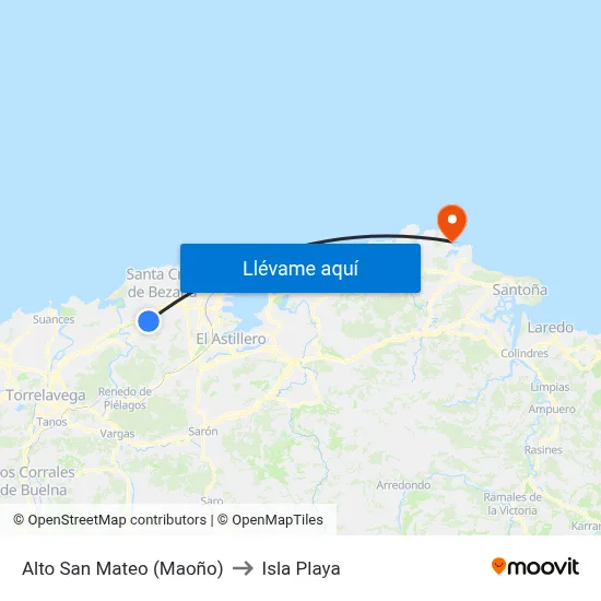 Alto San Mateo (Maoño) to Isla Playa map