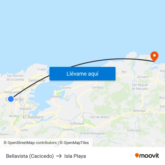 Bellavista (Cacicedo) to Isla Playa map