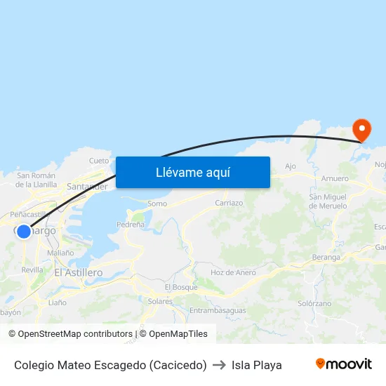 Colegio Mateo Escagedo (Cacicedo) to Isla Playa map