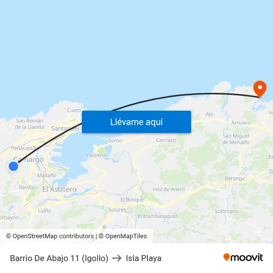 Barrio De Abajo 11 (Igollo) to Isla Playa map