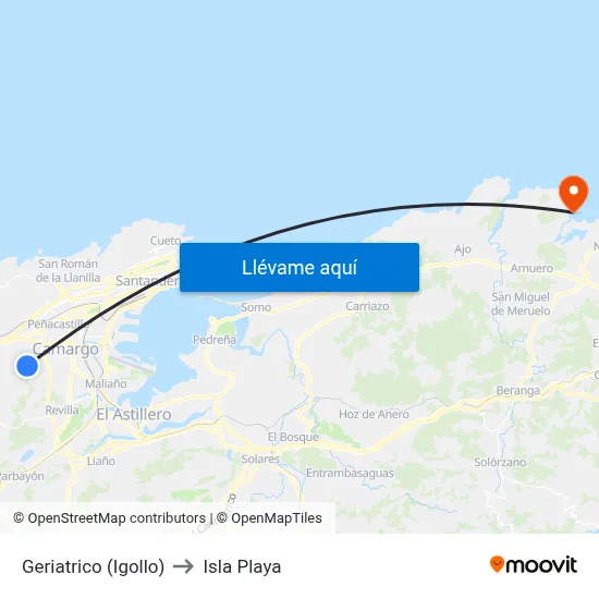 Geriatrico (Igollo) to Isla Playa map