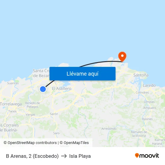 B Arenas, 2 (Escobedo) to Isla Playa map