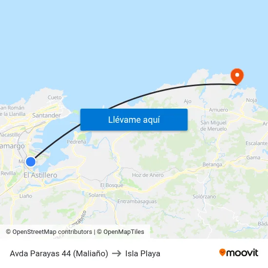 Avda Parayas 44 (Maliaño) to Isla Playa map