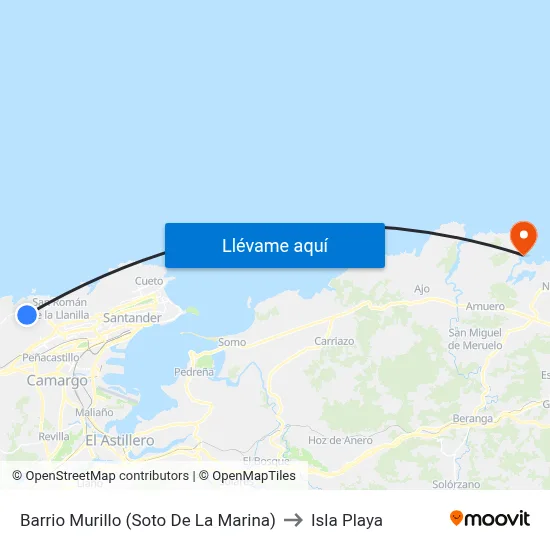 Barrio Murillo (Soto De La Marina) to Isla Playa map