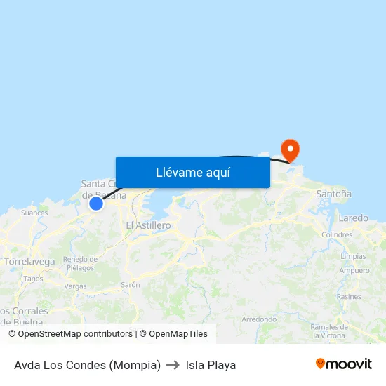 Avda Los Condes (Mompia) to Isla Playa map
