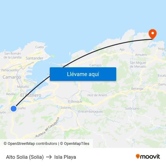 Alto Solia (Solia) to Isla Playa map