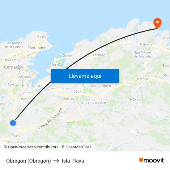 Obregon (Obregon) to Isla Playa map