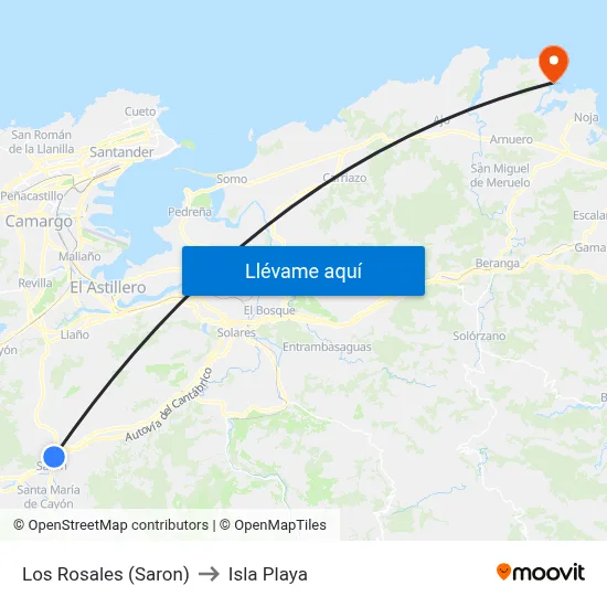 Los Rosales (Saron) to Isla Playa map