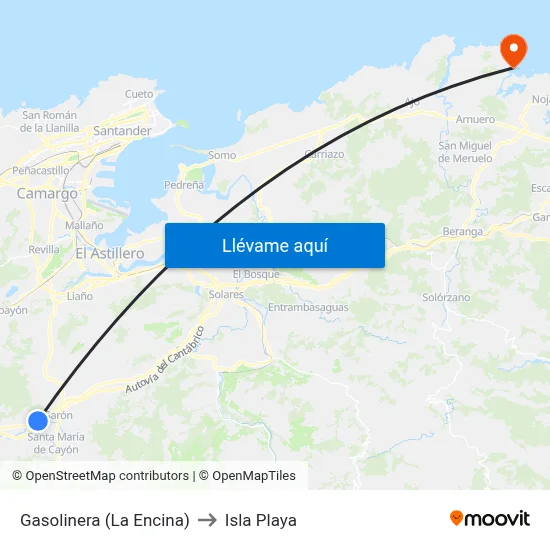 Gasolinera (La Encina) to Isla Playa map