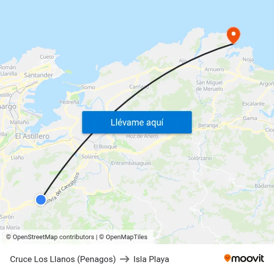 Cruce Los Llanos (Penagos) to Isla Playa map