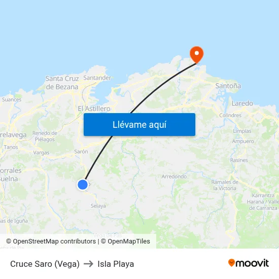 Cruce Saro (Vega) to Isla Playa map
