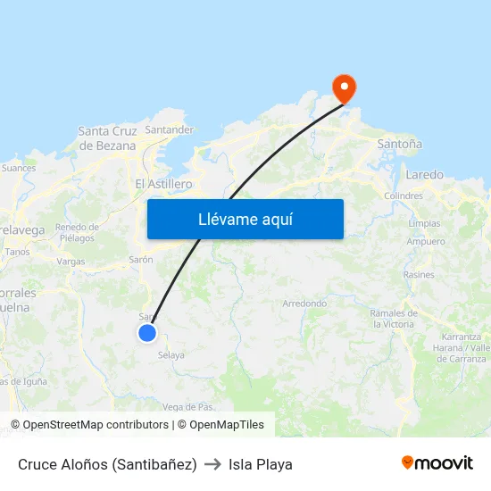 Cruce Aloños (Santibañez) to Isla Playa map