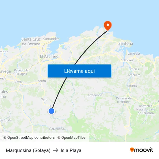 Marquesina (Selaya) to Isla Playa map