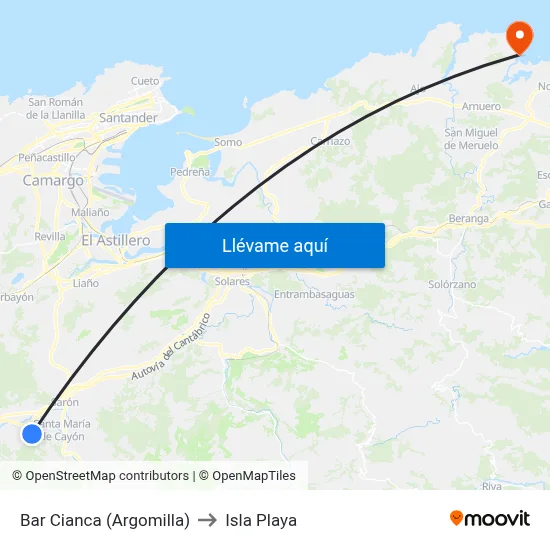 Bar Cianca (Argomilla) to Isla Playa map