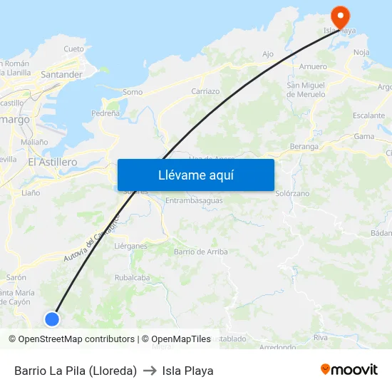 Barrio La Pila (Lloreda) to Isla Playa map