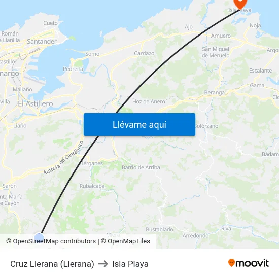 Cruz Llerana (Llerana) to Isla Playa map