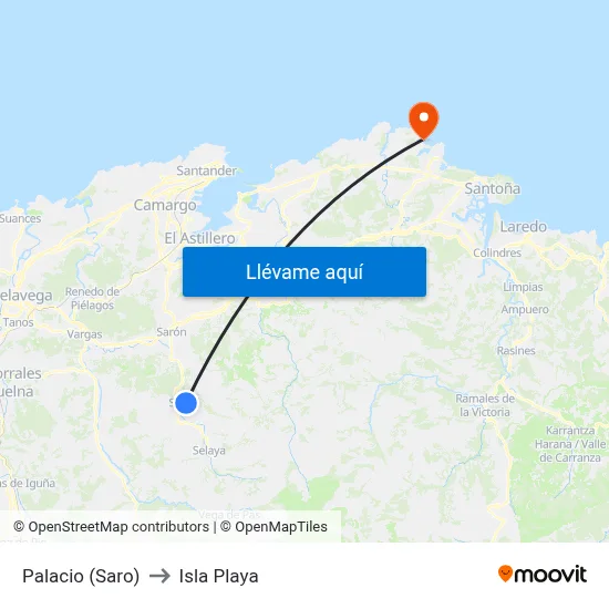 Palacio (Saro) to Isla Playa map