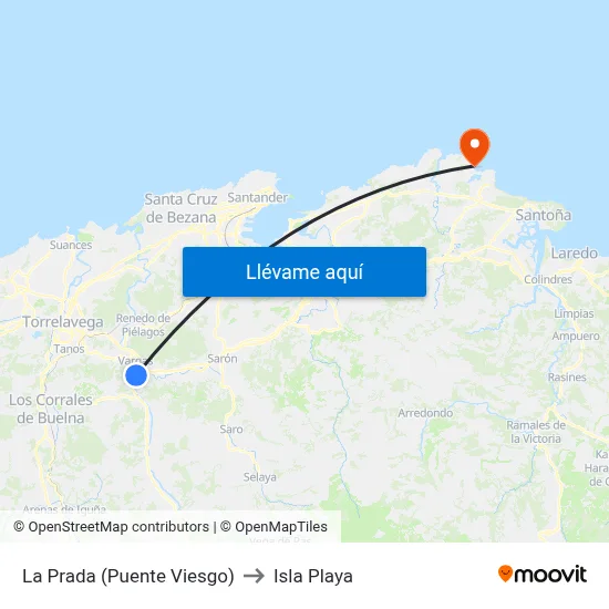 La Prada (Puente Viesgo) to Isla Playa map