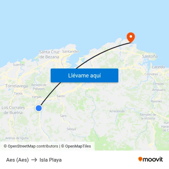 Aes (Aes) to Isla Playa map