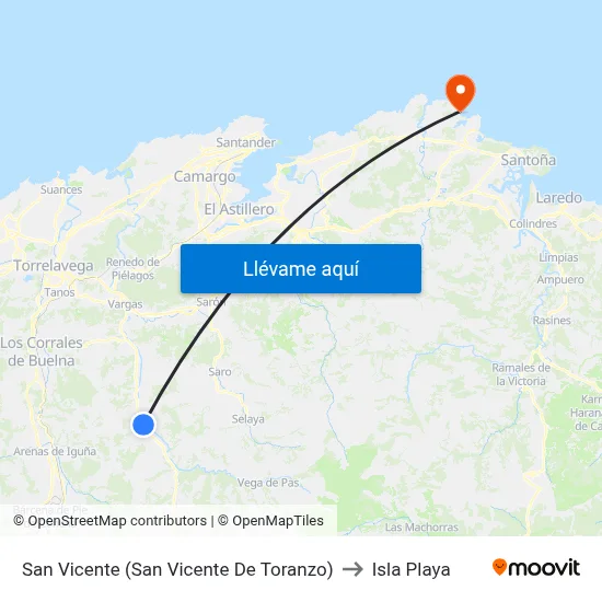 San Vicente (San Vicente De Toranzo) to Isla Playa map